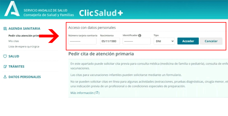 ClicSalud+ número de identificación