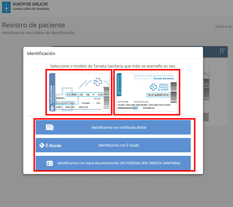 Verificar en el sistema de citas del SERGAS con la tarjeta sanitaria