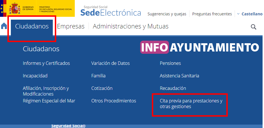 Ingresar a la web oficial de la Seguridad Social